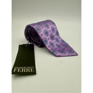 NWT Gianfranco Ferré Designer 100% and Silk Tie Purple Medallion Italy 59” x 3.6